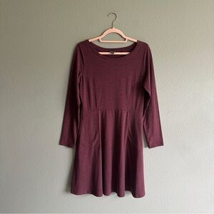 Toad & Co Burgundy Long Sleeve Jersey Knit Dress Medium